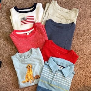 Crewcuts Long Sleeve Kids Tees - Red, Blue, Cream